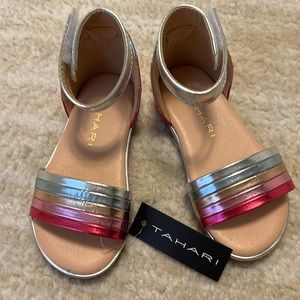 NWT Baby Girls Adorable rainbow foiled Tahari sandals